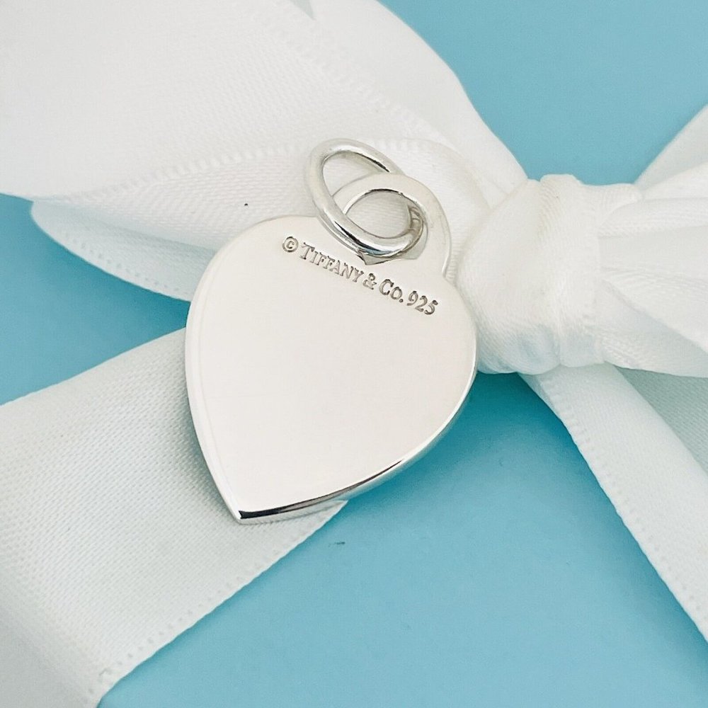 Tiffany & Co Sterling Silver Engravable Blank Heart Tag Charm or Pendant